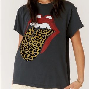 Daydreamer Rolling Stones Leopard Tongue Boyfriend Tee